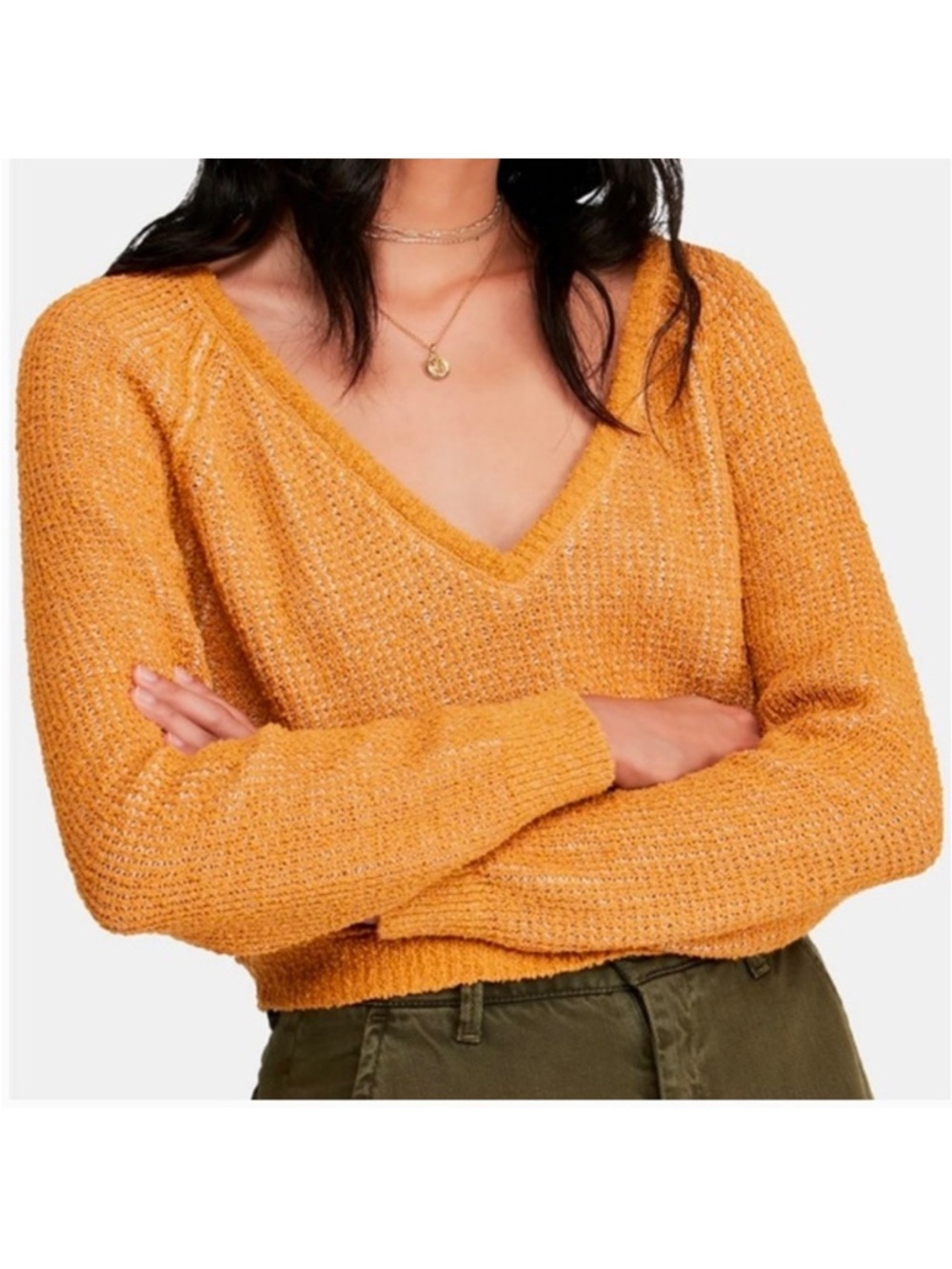 Free People V-neck Cropped Sweater
